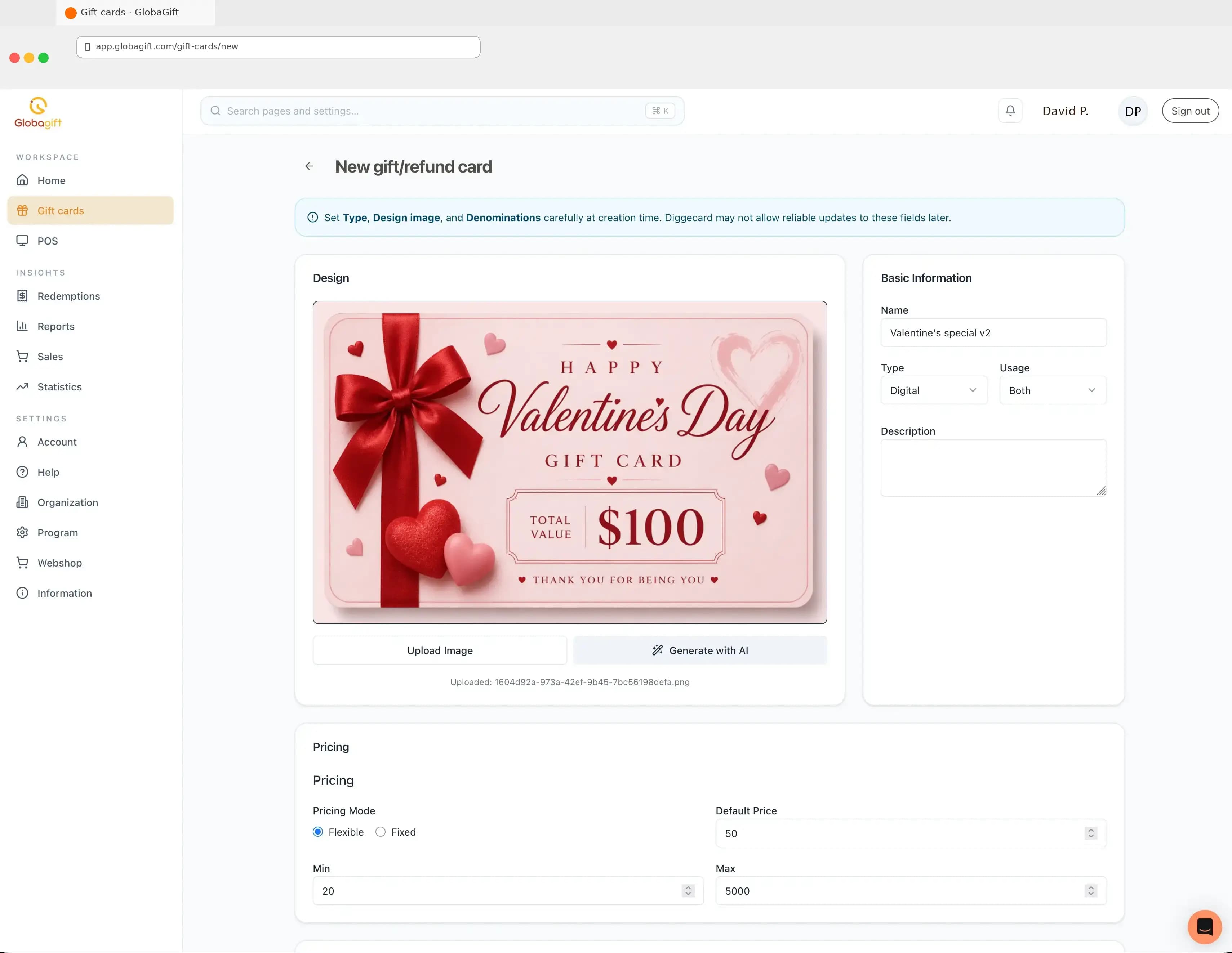 Card designer screenshot