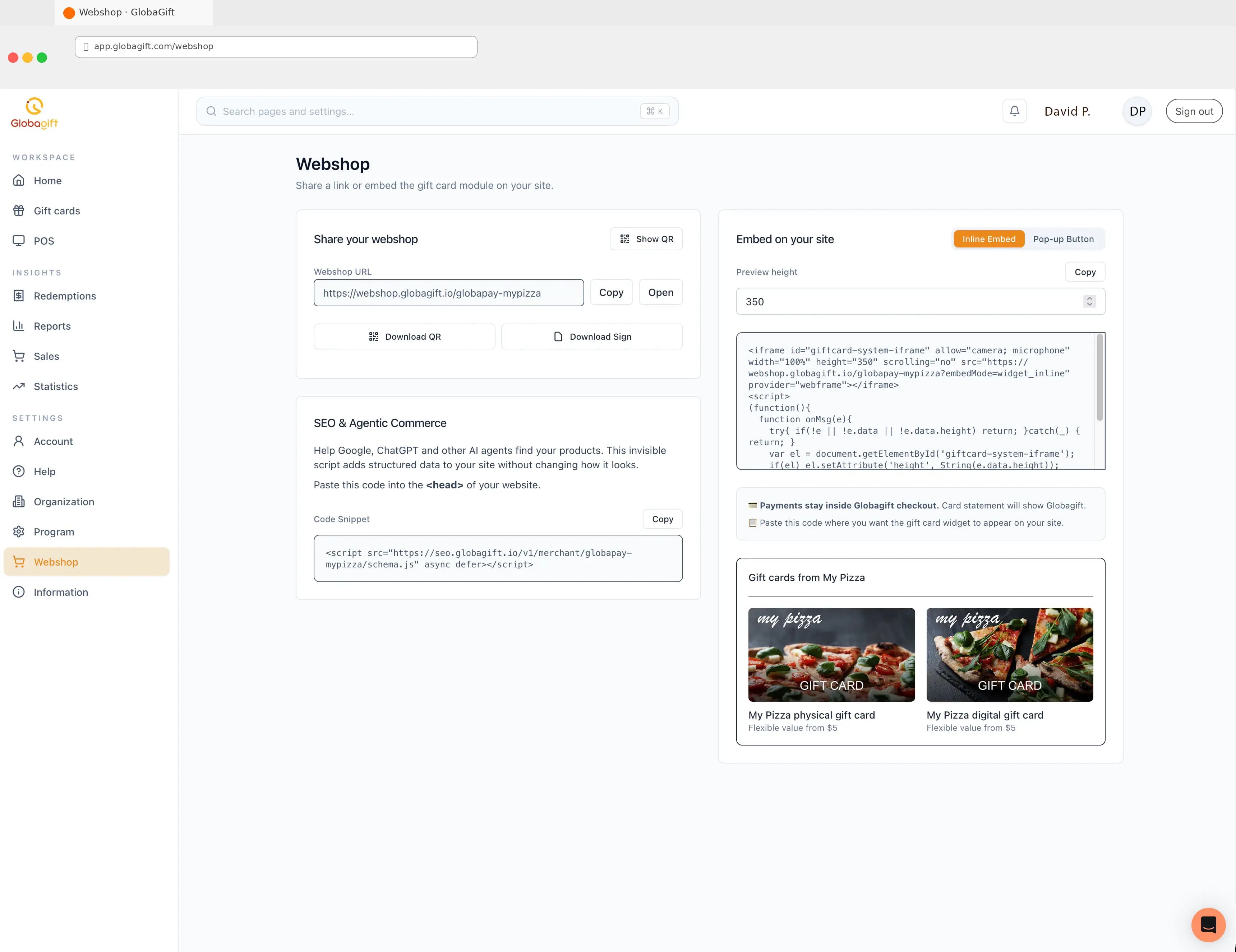Low-code embed screenshot